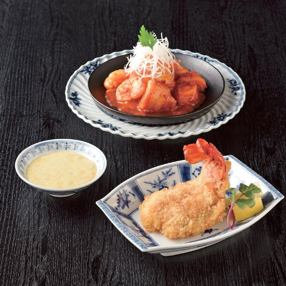 ＜日本のおいしいお料理＞伊勢海老フライと伊勢海老チリソース 各2個 賞味期限：製造日より冷凍90日